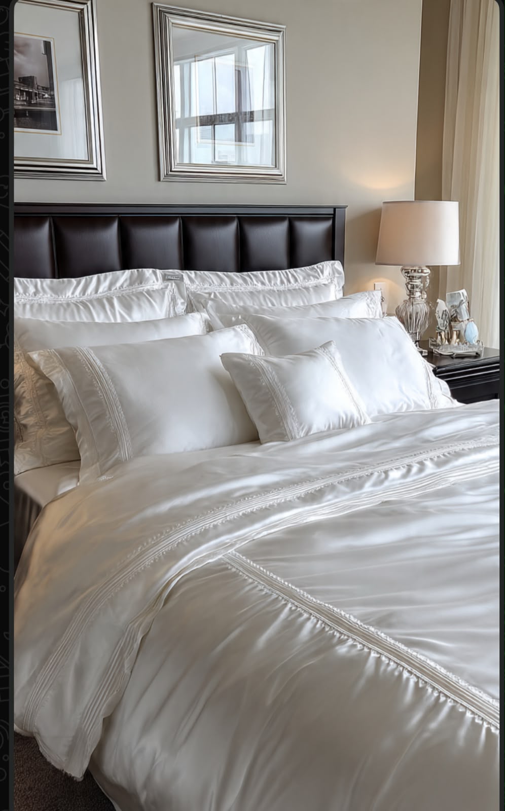 Crisp white percale bedding dressed on a hotel bed